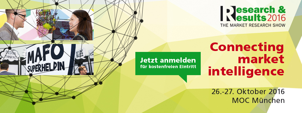 Link zur Anmeldung für die Marktforschungsmesse Research & Results am 26. und 27. Oktober 2016 in München