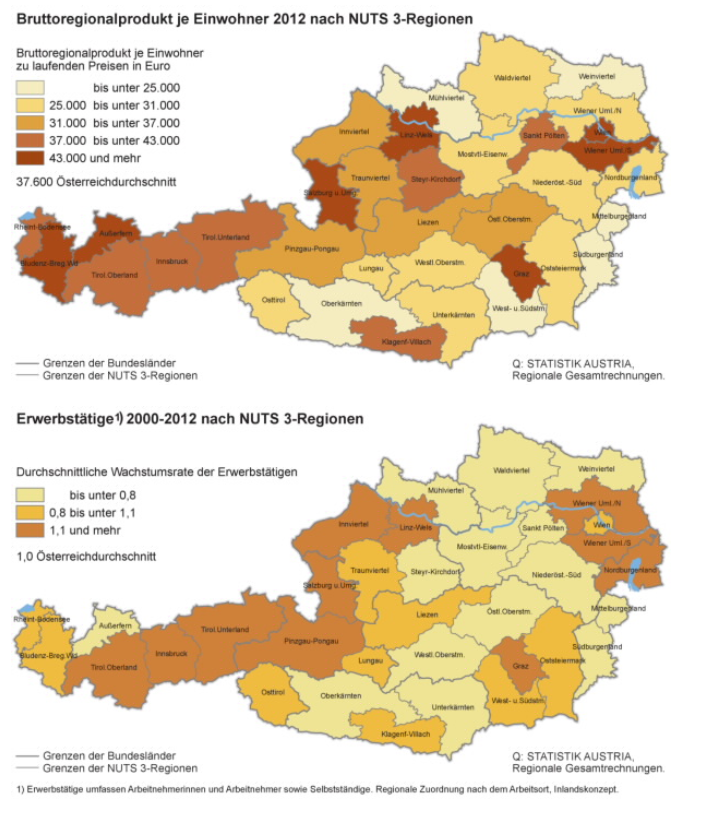 NUTs § Regionen in Österreich. Thematische Karten (Statistik Austria)